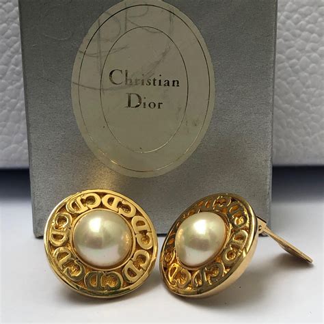 christian dior clip on earrings vintage gold knot|christian dior pearl drop earrings.